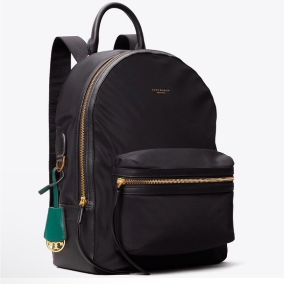 Tory Burch Black Backpack with Gold Zippers -Like New